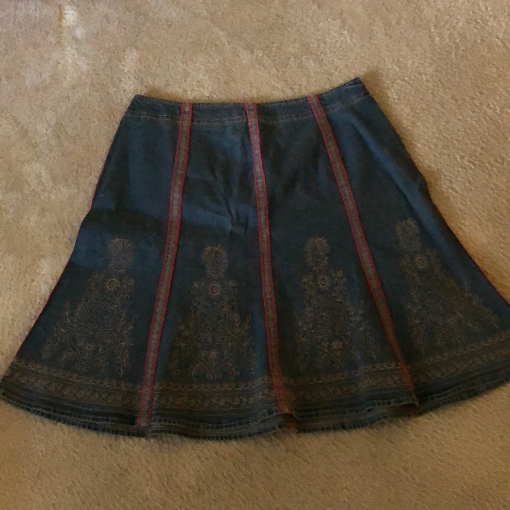 Embroidered jean skirt